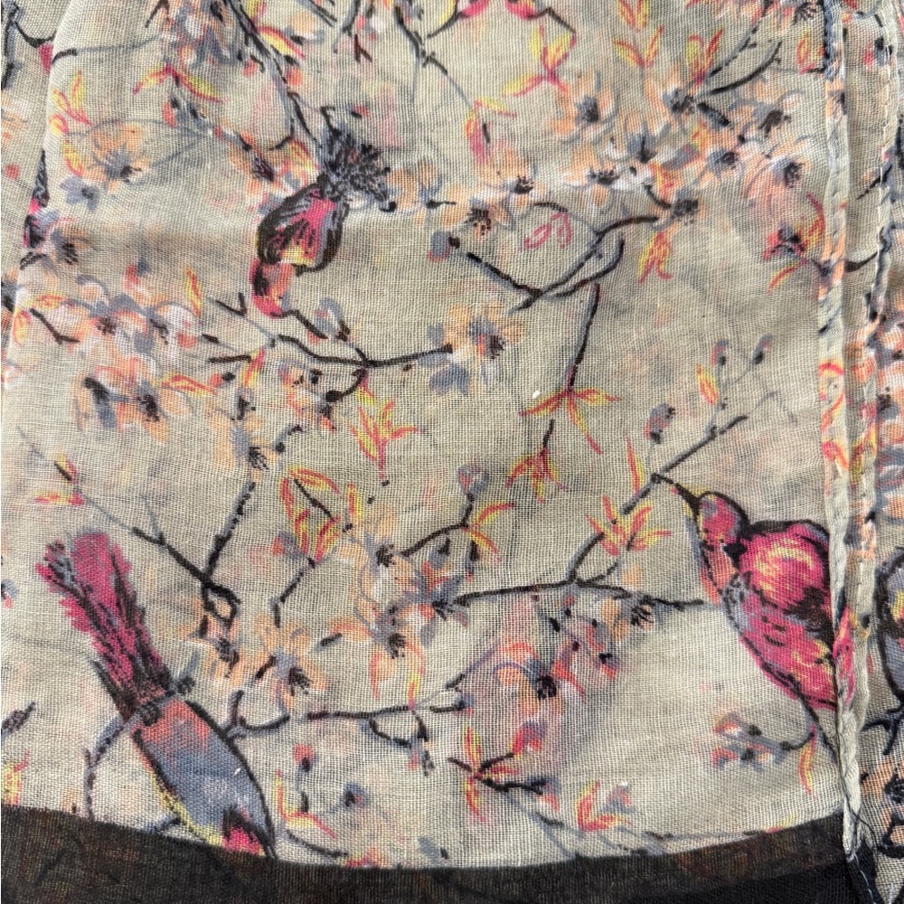 Floral Bird Print Scarf